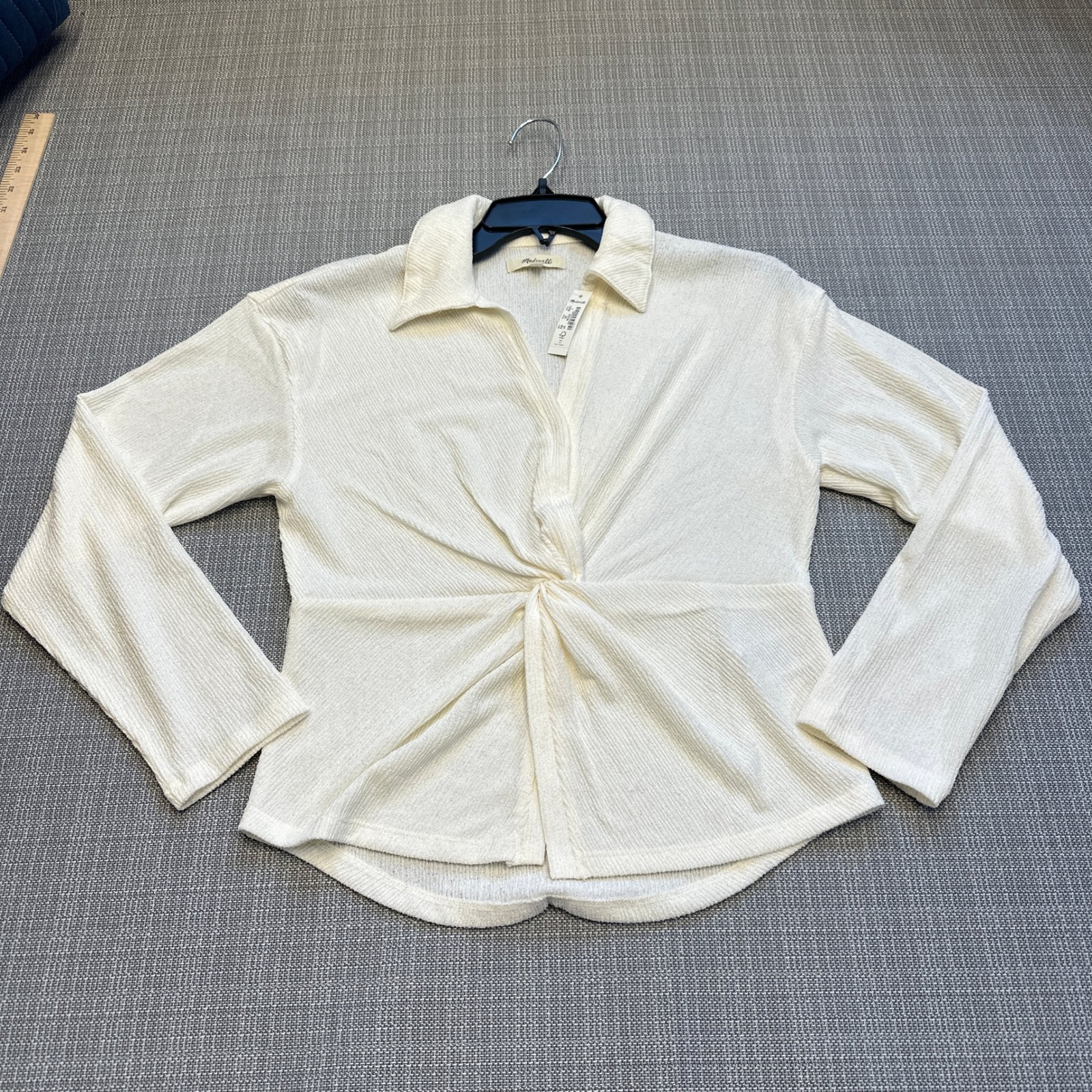 New Madewell Twist Front Ribbed Top Small Collared Indie Romantic Feminine